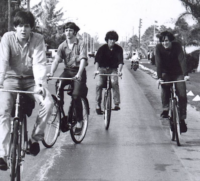 The Fab Four on training ride before tour.